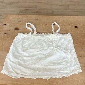 Banana Republic Vintage cream cotton and lace top. Size L